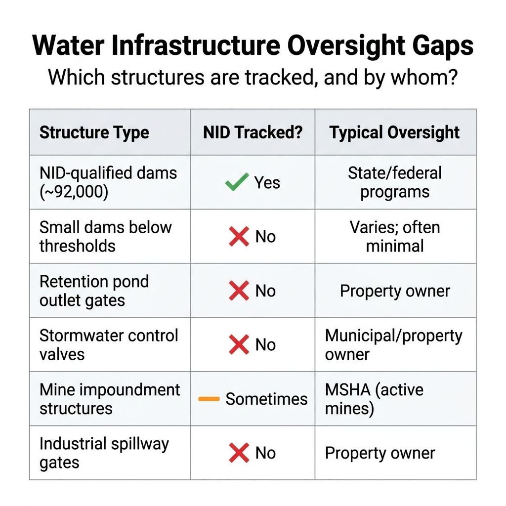 Water Infrastructure Oversight Gaps matrix